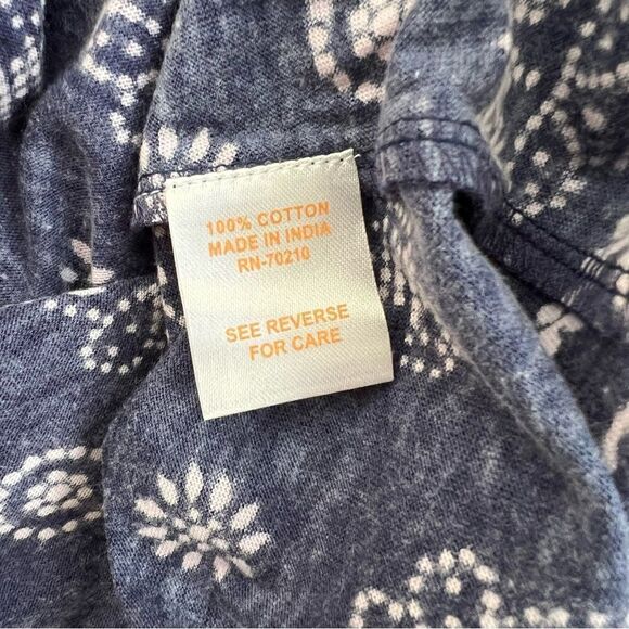 La Cera 1X NWT Cotton Tunic Maxi Dress Blue and White Side Pockets - Picture 8 of 9